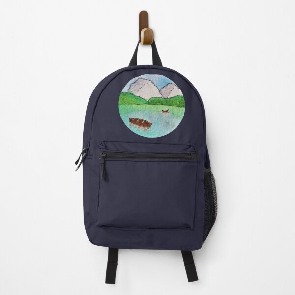 Item preview, Lake, Mountain, Boats Watercolor Painting designed and sold by WatercolorStore.