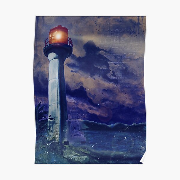 Mayne Island Cloud & Lighthouse (night) Poster