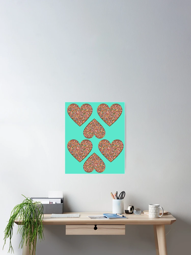 Thumbnail 2 of 3, Poster, Copper Hearts on Sea Green Pattern designed and sold by DesignsofNote.