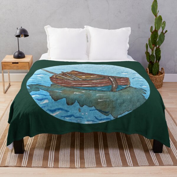 Item preview, Boat in the Sea Watercolor Painting designed and sold by WatercolorStore.