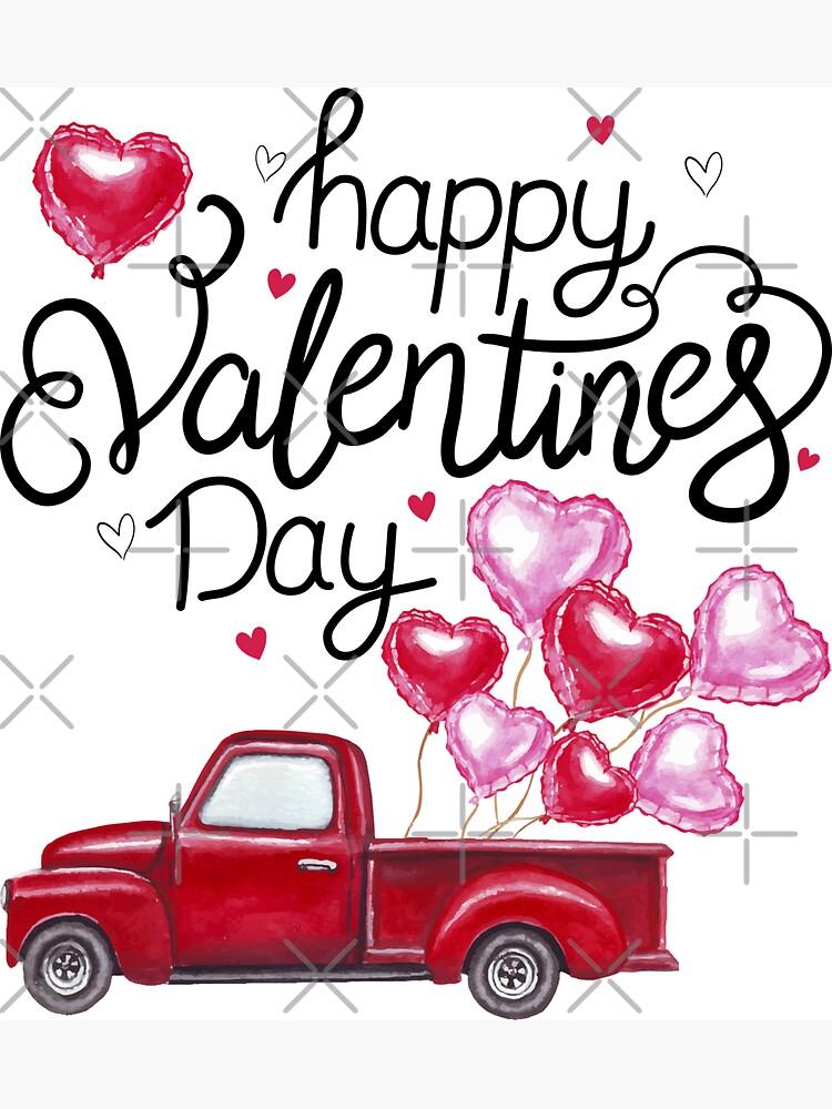 Red Truck With Hearts Happy Valentine's Day Gifts For Women
