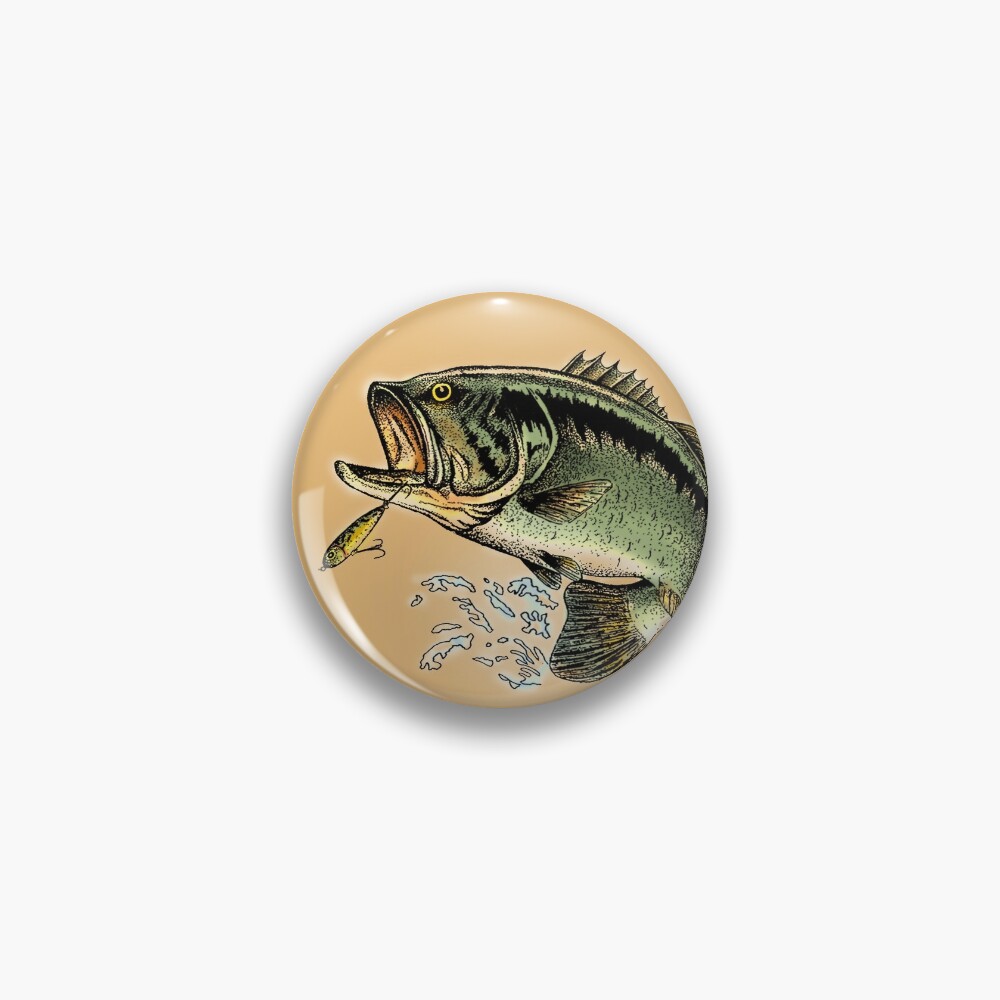 Largemouth Bass Jumping Out of The Water Fishing Pin | Redbubble