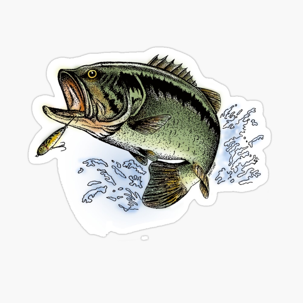 Largemouth Bass jumping out of the water Pin for Sale by Pixelmatrix