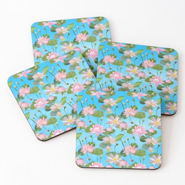 Item preview, Watercolor lily pattern seamless with Blue watercolor texture background designed and sold by mashmosh.