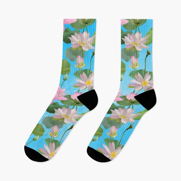 Item preview, Watercolor lily pattern seamless with Blue watercolor texture background designed and sold by mashmosh.