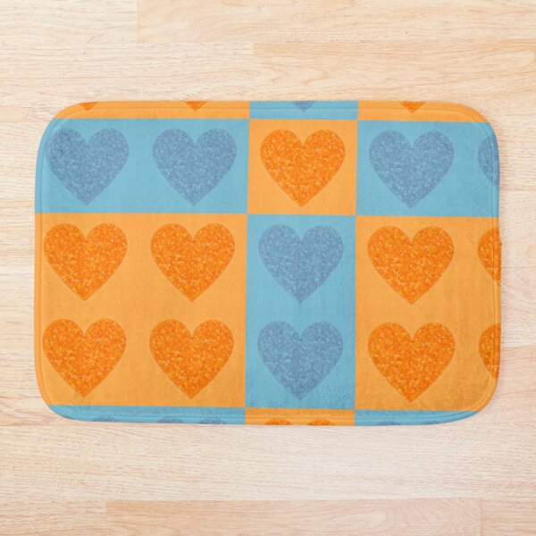 Item preview, Blue and Orange Heart Squares Tile Pattern designed and sold by DesignsofNote.