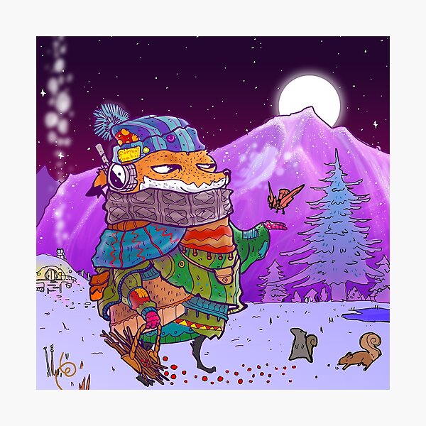 Item preview, Chill Hop Fox Winter Scene designed and sold by Sloth Machine.
