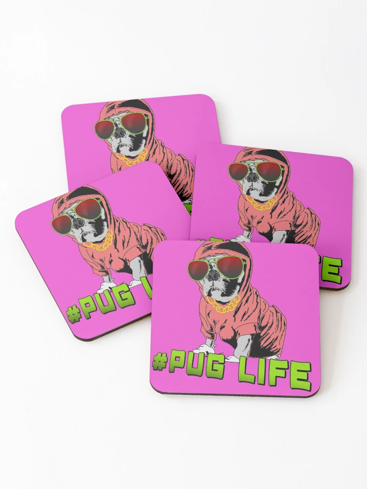 Thumbnail 1 of 5, Coasters (Set of 4), Pug Life designed and sold by RGIllustrations.