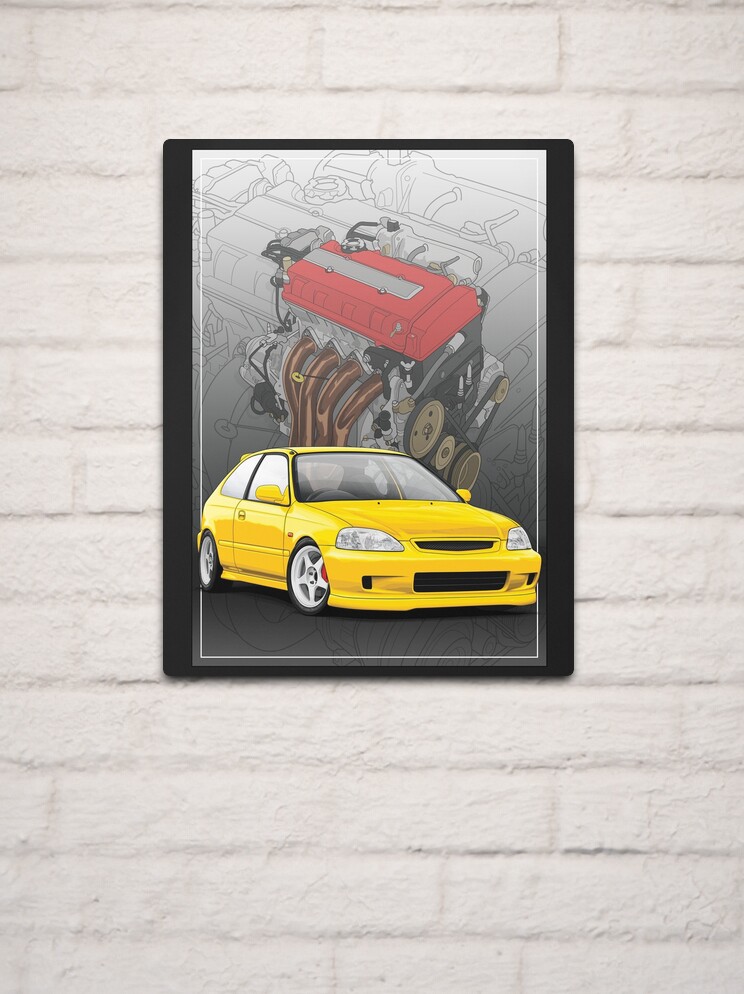 Civic EK9 Yellow with a B16b engine | Metal Print