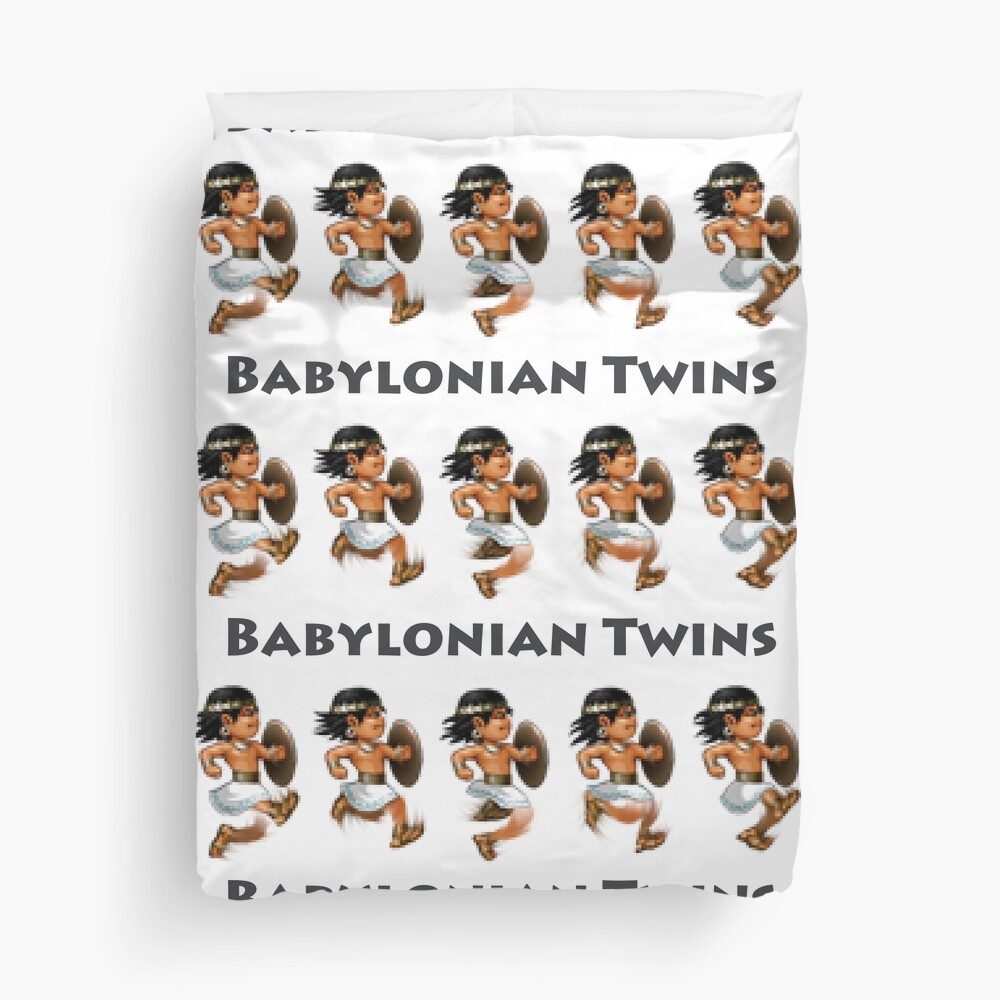 Basir sprinting in Babylonian Twins Duvet Cover