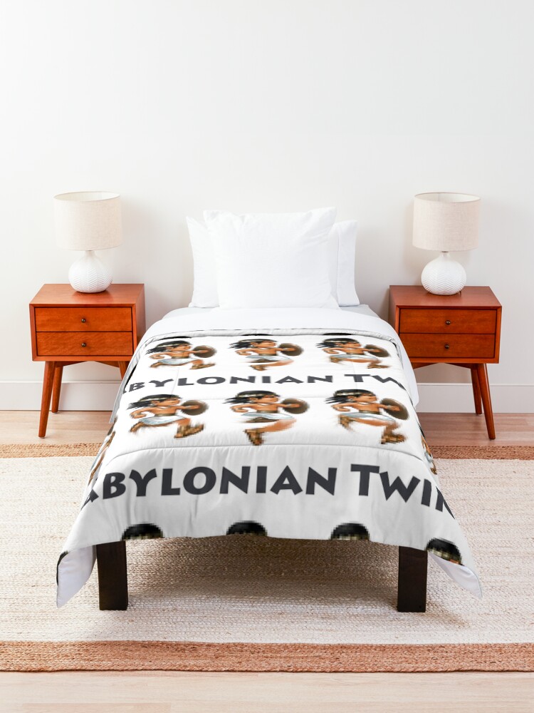 Alternate view of Basir sprinting in Babylonian Twins Comforter