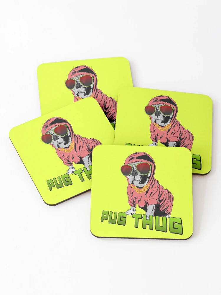 Thumbnail 1 of 5, Coasters (Set of 4), Pug Thug designed and sold by RGIllustrations.