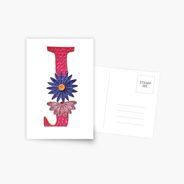 Paper Quilling Monogram J Postcard