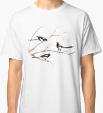 Watercolor Magpie Bird Family Classic T-Shirt