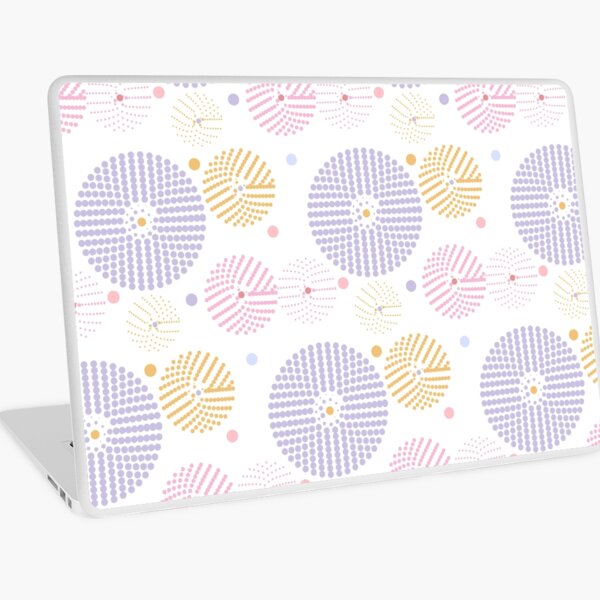 Hand Drawn Geometric Circles Pattern In Violet, Pink and Yellow Colors Laptop Skin