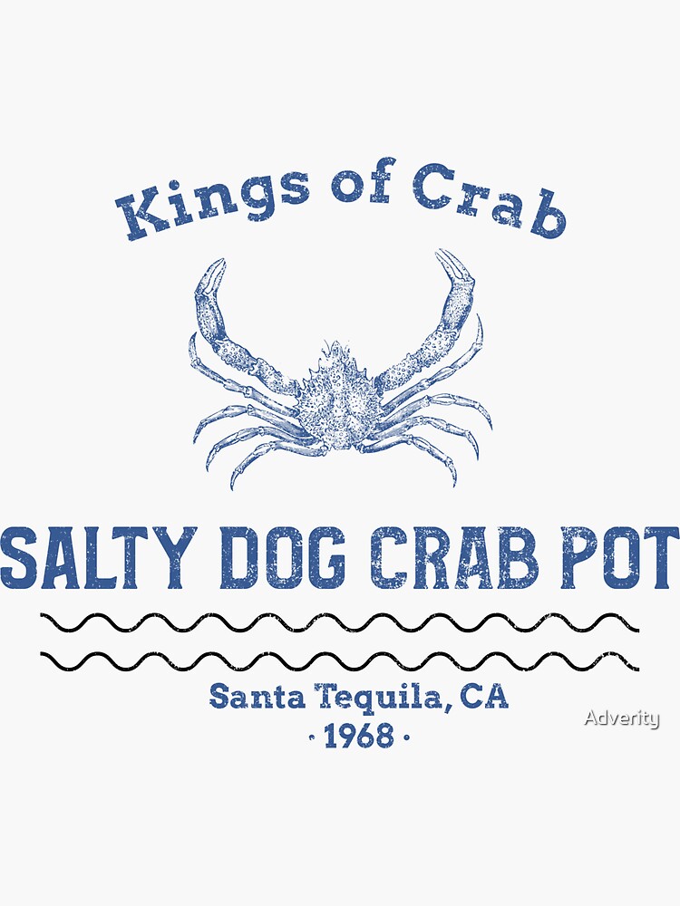 "Salty Dog Crab Pot Vintage Seafood Restaurant Design" Sticker for Sale