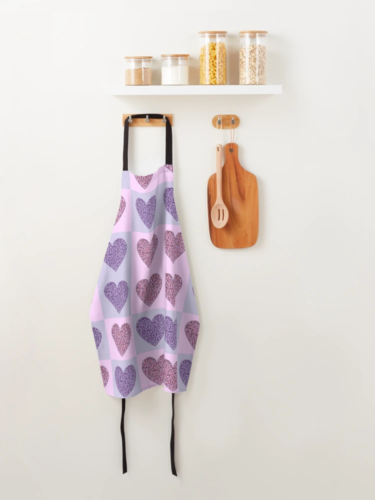 Thumbnail 4 of 6, Apron, Pink and Lavender Metallic Squares Tile Pattern designed and sold by DesignsofNote.