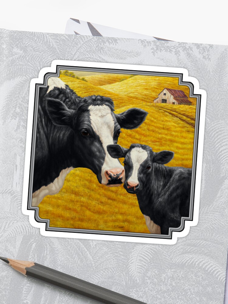 Holstein Cow And Calf Farm Sticker By Csforest Redbubble