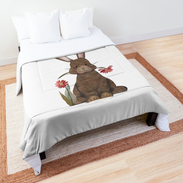 Adorable Watercolor Rabbit Playing with Marbles - Cute Comforter