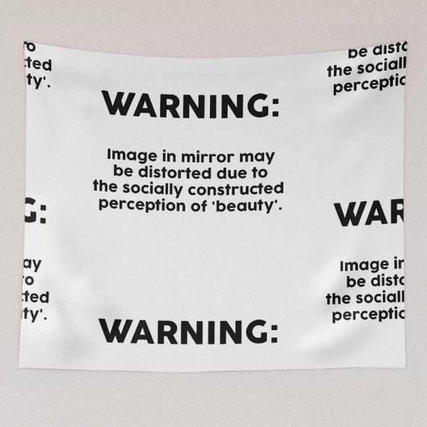 Item preview, body positivity warning sticker for mirror designed and sold by crazyboltshop.