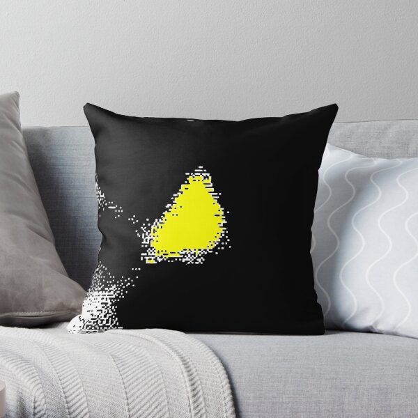 Pixelated Heart Experiment Black & Yellow Throw Pillow