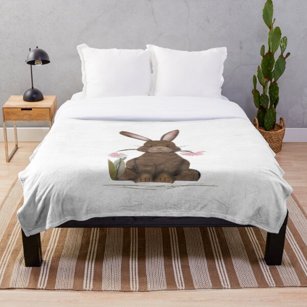 Adorable Watercolor Rabbit says I love you - Cute Throw Blanket