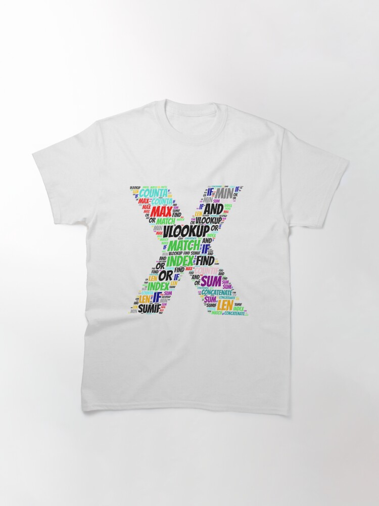 Thumbnail 3 of 7, Classic T-Shirt, Excel X Word Cloud designed and sold by AnalystCave.