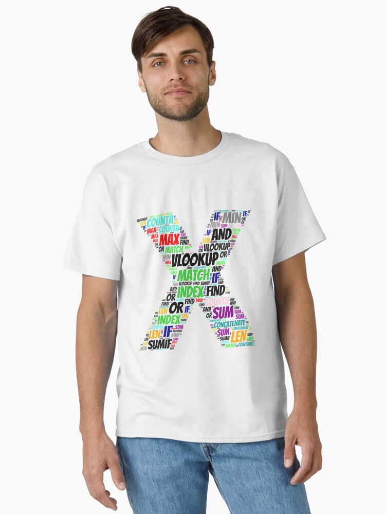 Thumbnail 2 of 7, Classic T-Shirt, Excel X Word Cloud designed and sold by AnalystCave.