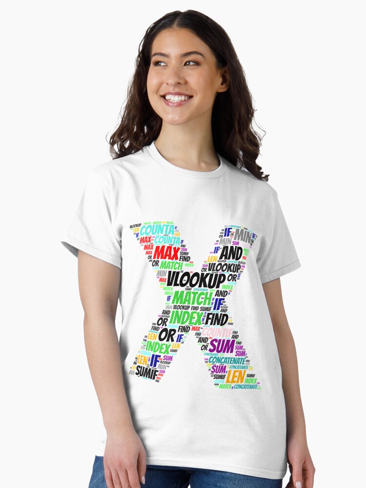 Thumbnail 1 of 7, Classic T-Shirt, Excel X Word Cloud designed and sold by AnalystCave.