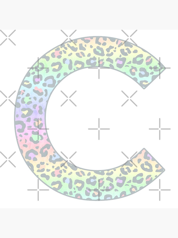 "The Letter C - Monogram in Pastel Rainbow Leopard Print" Art Print for