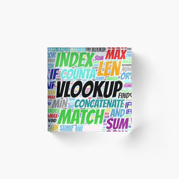 Excel Word Cloud Square Acrylic Block