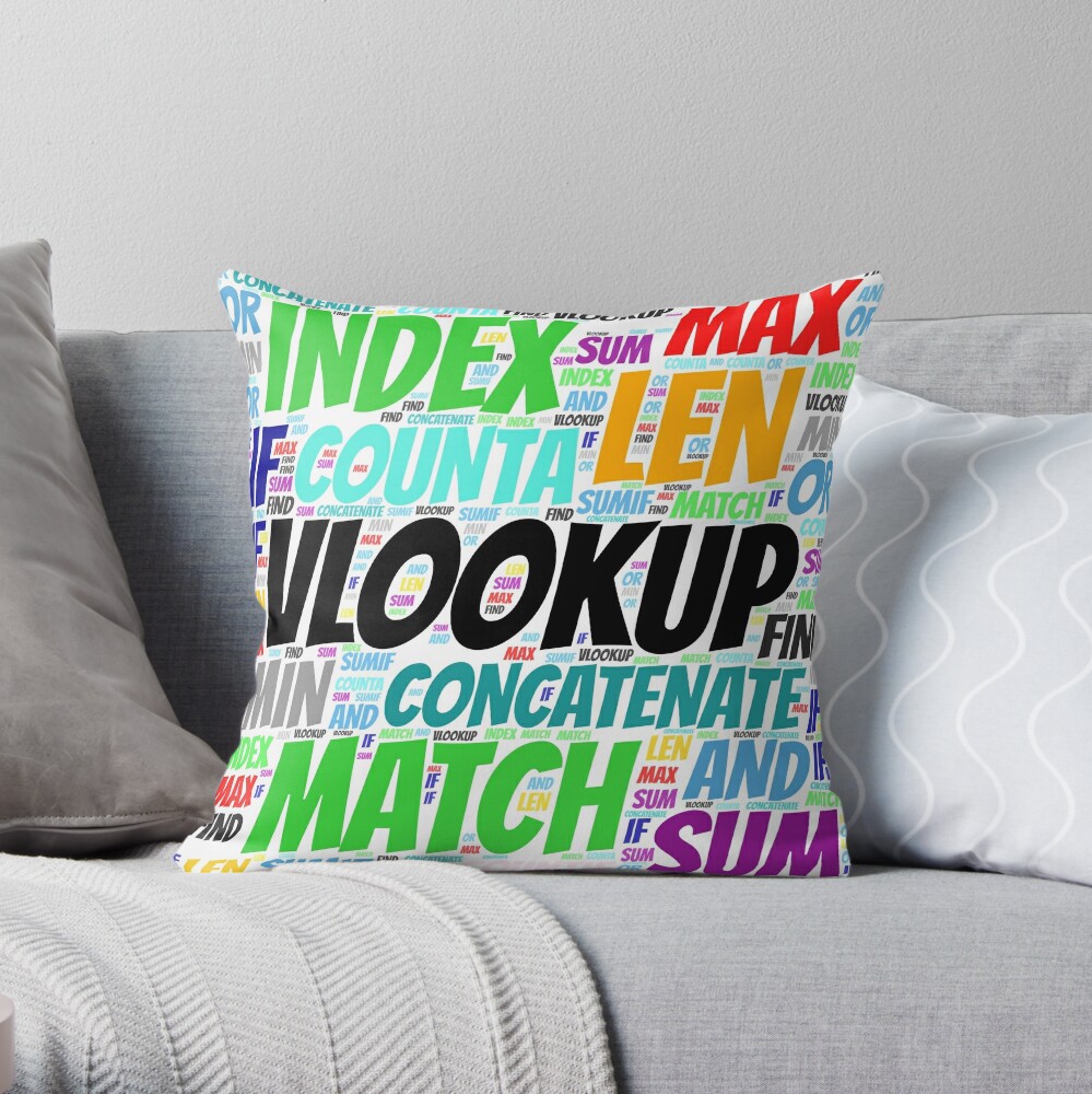 Excel Word Cloud Square  Throw Pillow