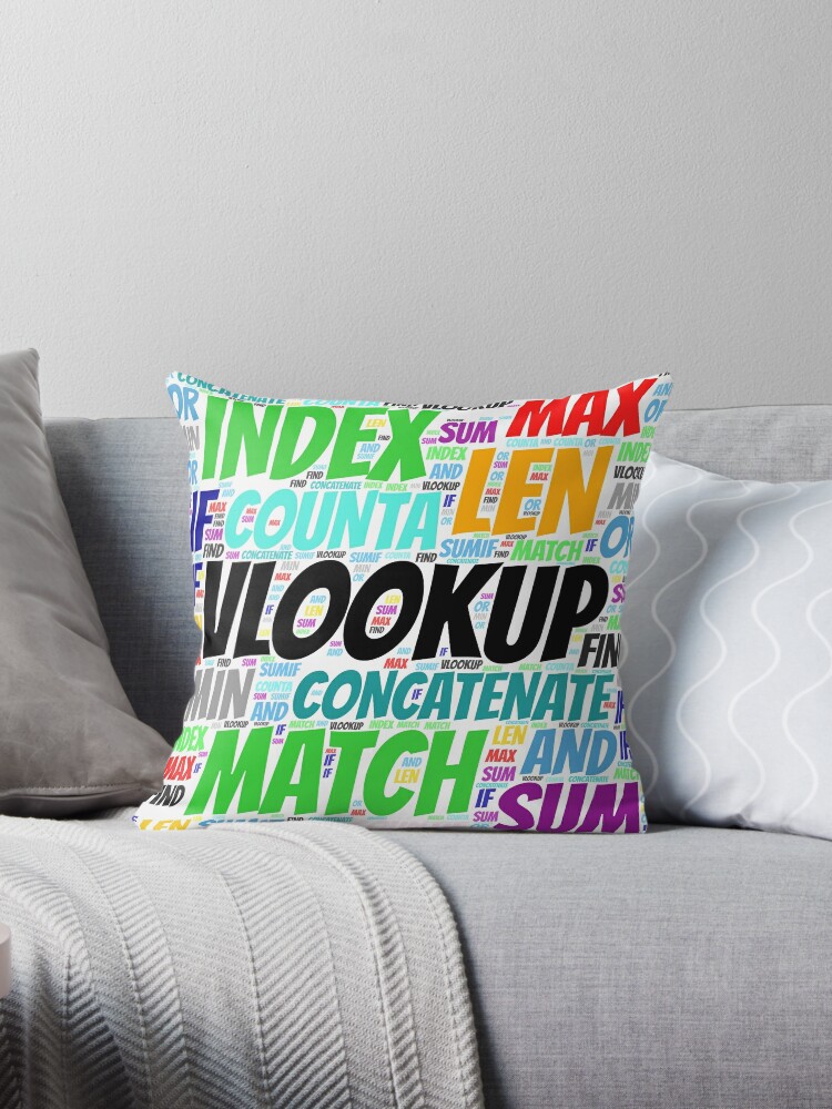 Thumbnail 1 of 3, Throw Pillow, Excel Word Cloud Square  designed and sold by AnalystCave.