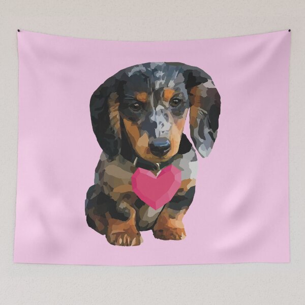Item preview, Dachsund Valentine, Miniature Dachsund with Heart Illustration  designed and sold by ToriaScarlett.
