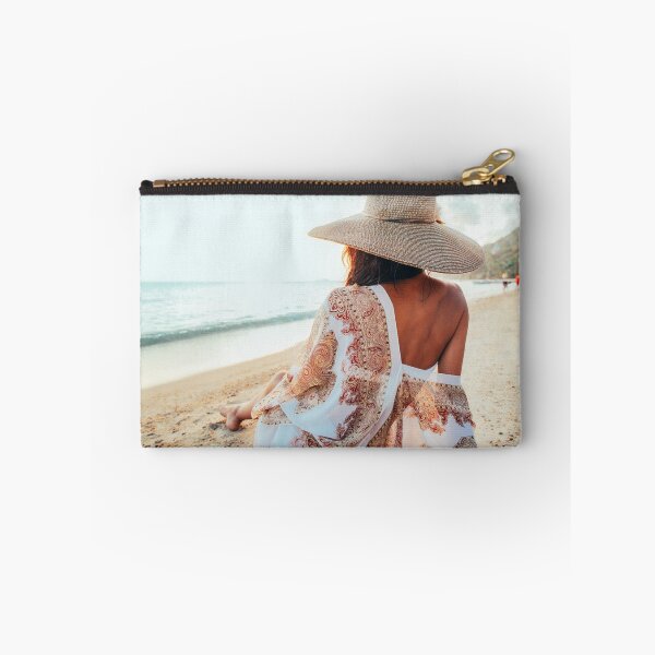 Item preview, Beautiful Elegant Woman Sitting on Beach and Watching the Ocean designed and sold by visualspectrum.