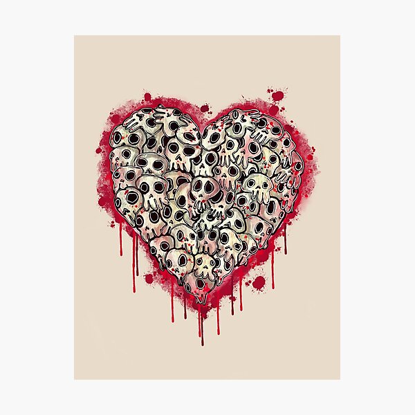 Skull Heart Light Background Photographic Print