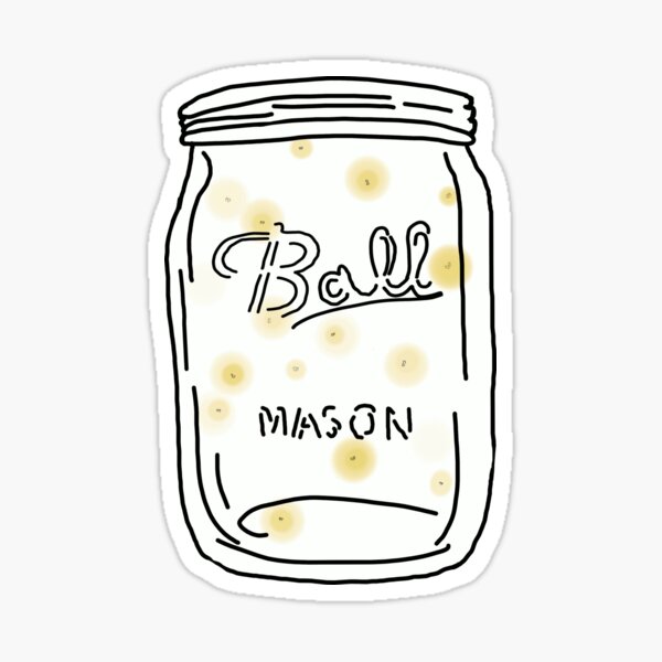 Cute 4 Mason jar line art minimalistic design - journal doodles Sticker  for Sale by Yarafantasyart