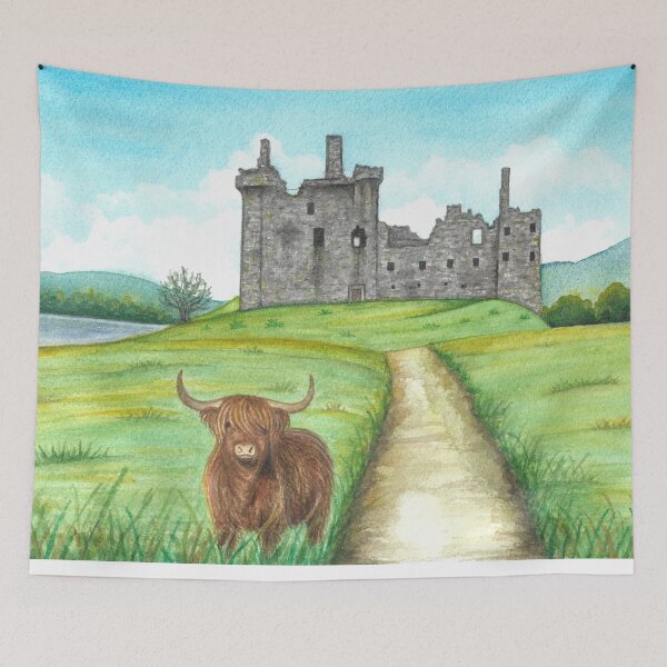 Item preview, Watercolor Painting Kilchurn Castle Scotland Landscape designed and sold by Antigone Damigou.