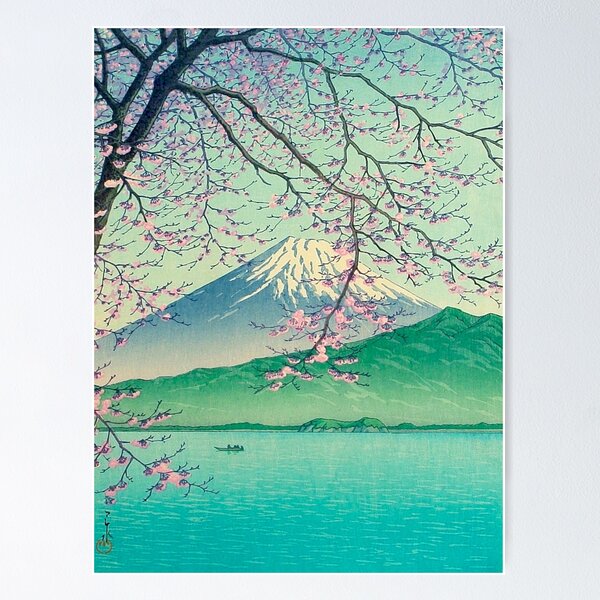 Kawase Hasui Mt. Fuji from Kishio Vintage Japanese Woodblock Print Poster