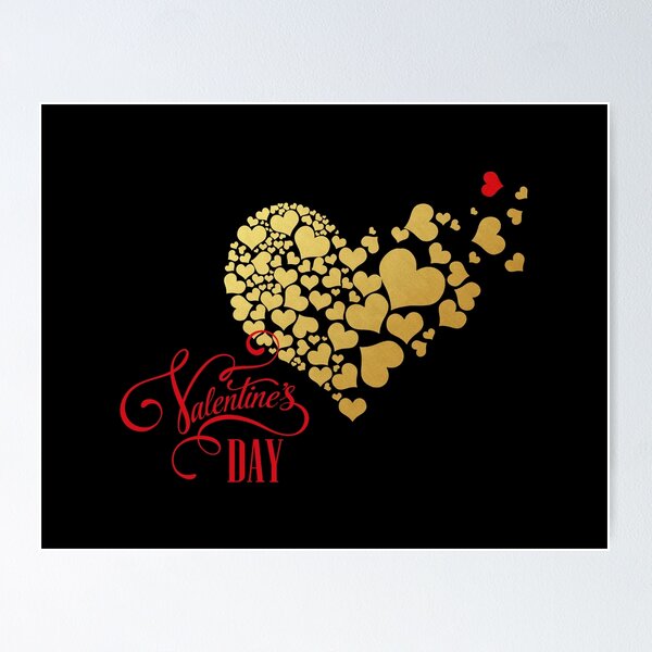 Item preview, “Valentine’s Day” with Golden-like Hearts (on Black) designed and sold by PawsitiveMum.