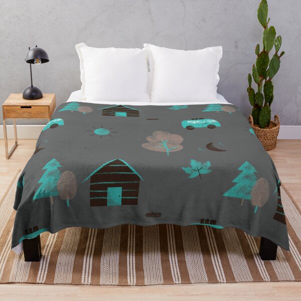Item preview, teal and grey outdoors woodsy hiking pattern designed and sold by TheWaterBirds.