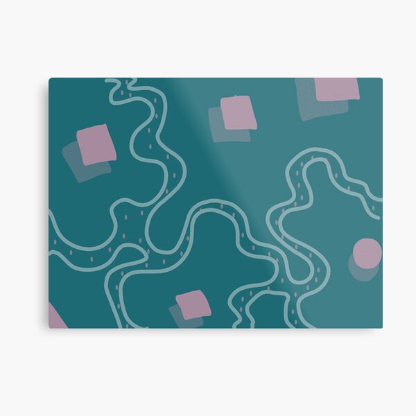 Blue and Pink Cubes Metal Print