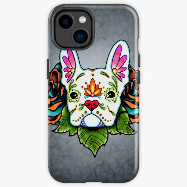 Day of the Dead French Bulldog in White Sugar Skull Dog iPhone Tough Case