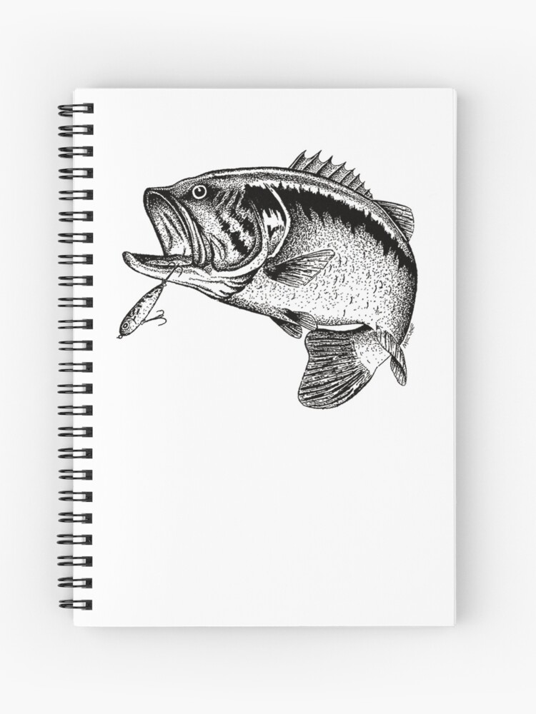 Largemouth Bass Fishing Spiral Notebook for Sale by Pixelmatrix