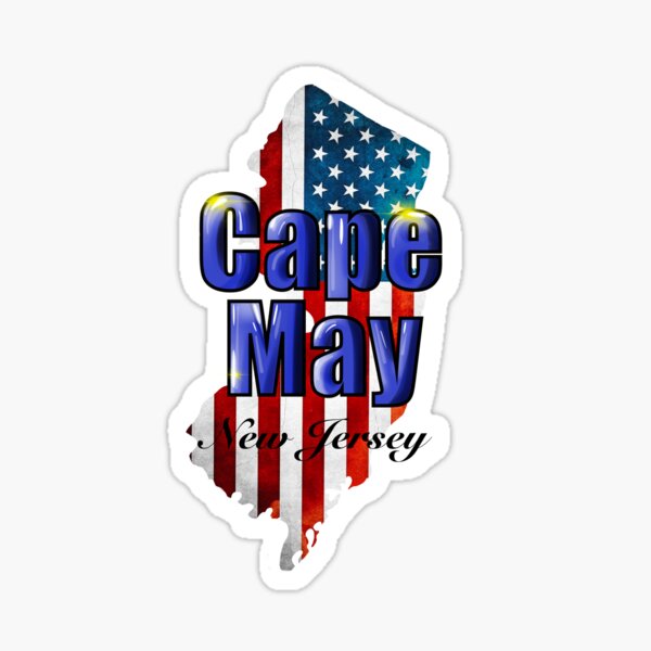 "Cape May New Jersey with rustic American flag" Sticker for Sale by