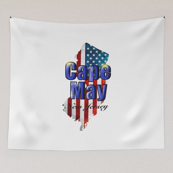 Item preview, Cape May New Jersey with rustic American flag designed and sold by MABbluefields.