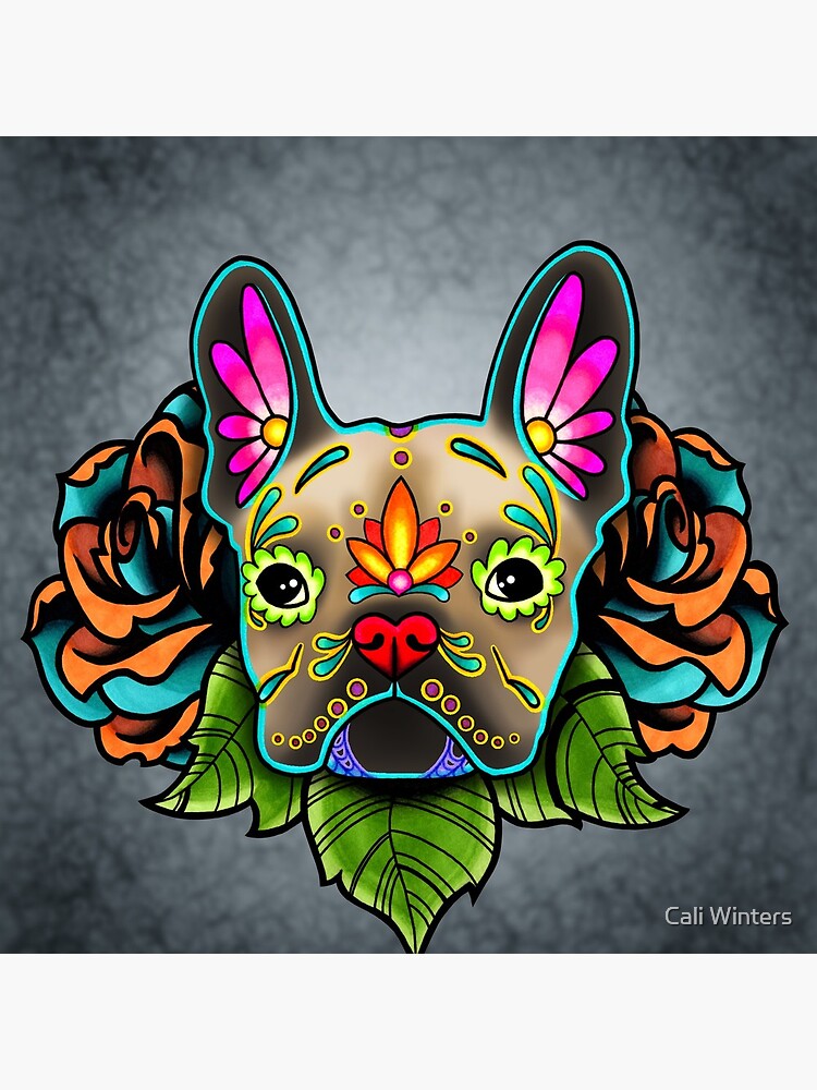 Day of the Dead French Bulldog in Fawn Sugar Skull Dog by prettyinink