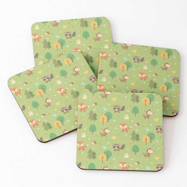 Item preview, Cute Forest Woodland Animals Pattern Green designed and sold by rustydoodle.
