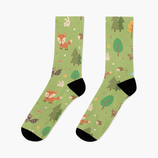 Item preview, Cute Forest Woodland Animals Pattern Green designed and sold by rustydoodle.