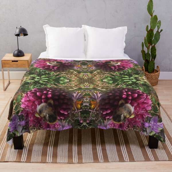Item preview, Botanical, Divine - Bee Bumbling Buzz over Purple and Mauve, Summertime 2021 designed and sold by RoseAromas.